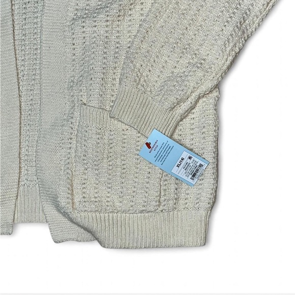 Cat & Jack Cream Knit Cardigan with open front and pockets - Picture 4 of 4